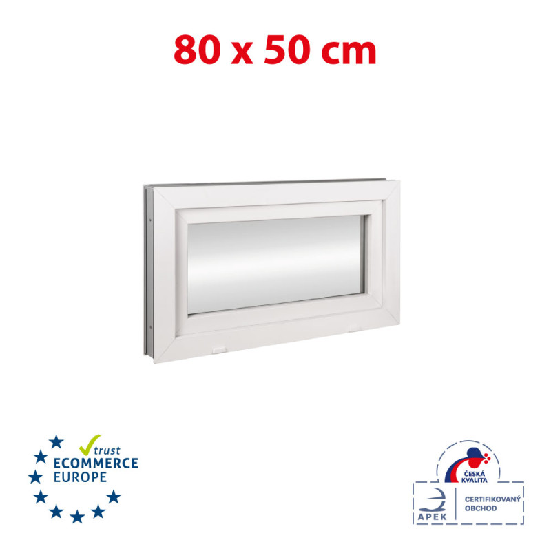 Plastic window | 80x50 cm (800x500 mm) | white | tilting / hinged